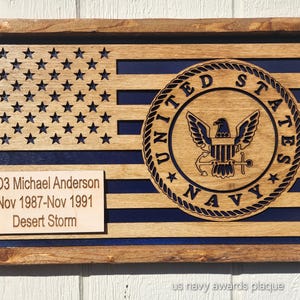 Personalized US Navy Plaque Customized Name Rank Years Engraved Wooden Sign Perfect Military Gift Military Keepsake Retirement Gift