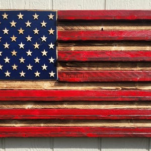 American Flag Challenge Coin Display Rustic Handmade Gift for Army, Marines, Air Force, Navy, Military, Law Enforcement, First Responders