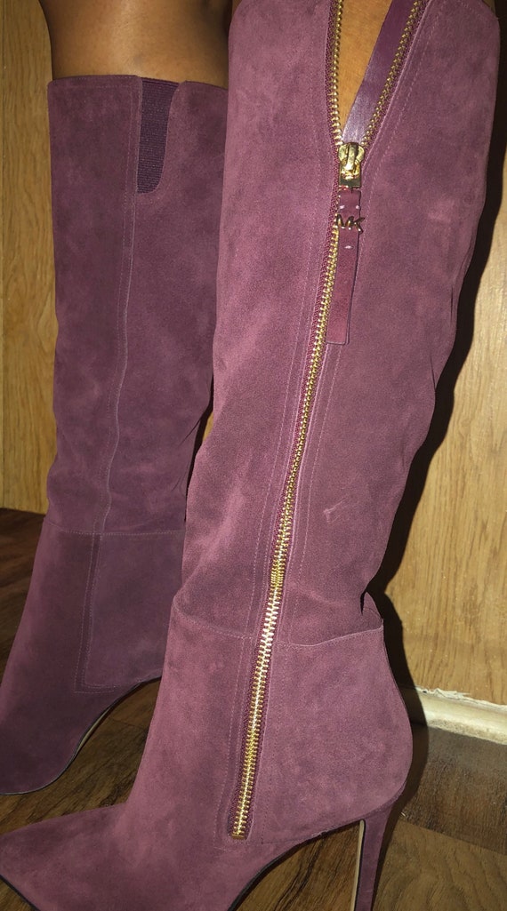 burgundy michael kors boots