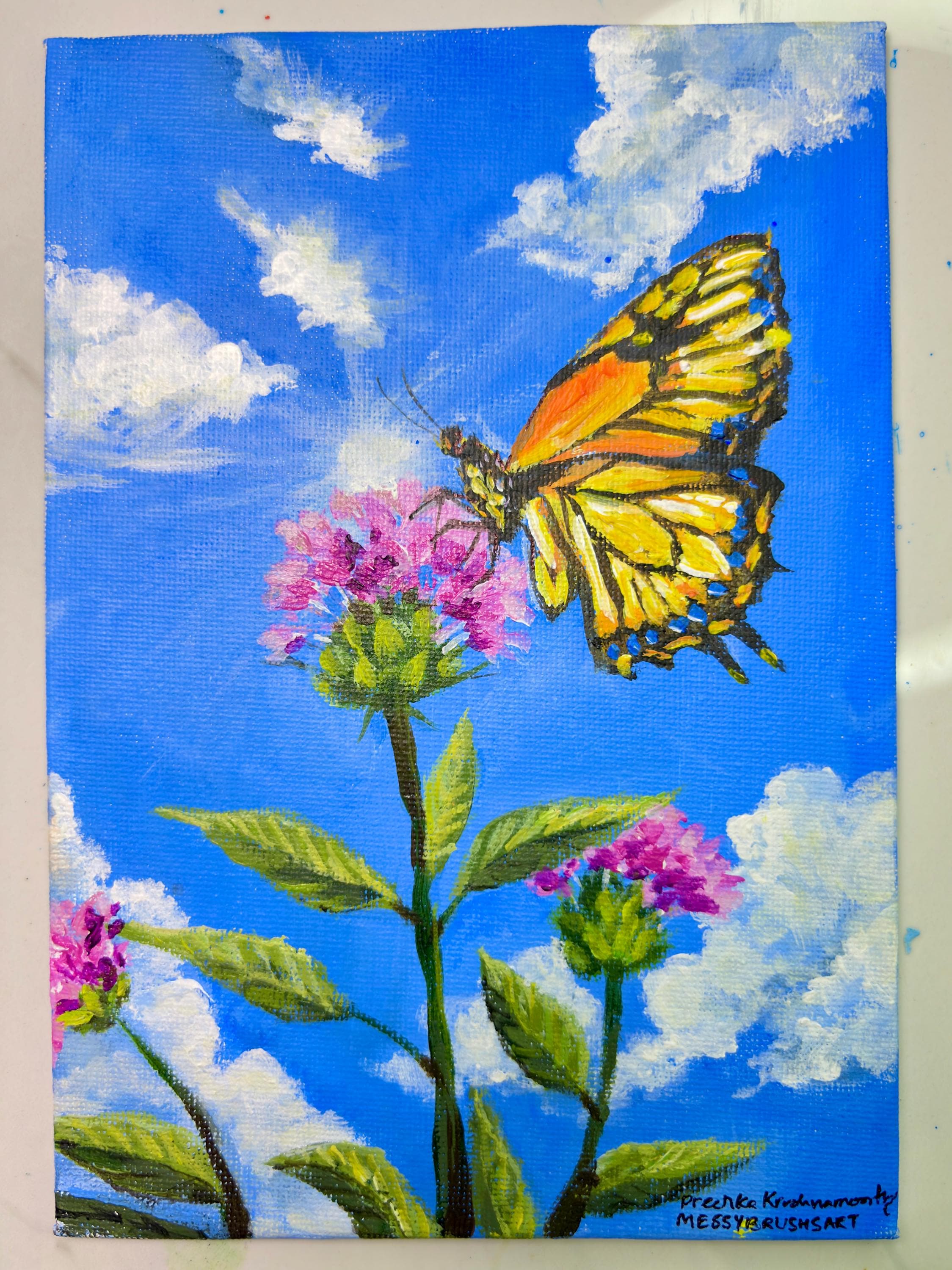 Monarch Butterfly Original Painting Wall Art Colorful Artwork Insect ...