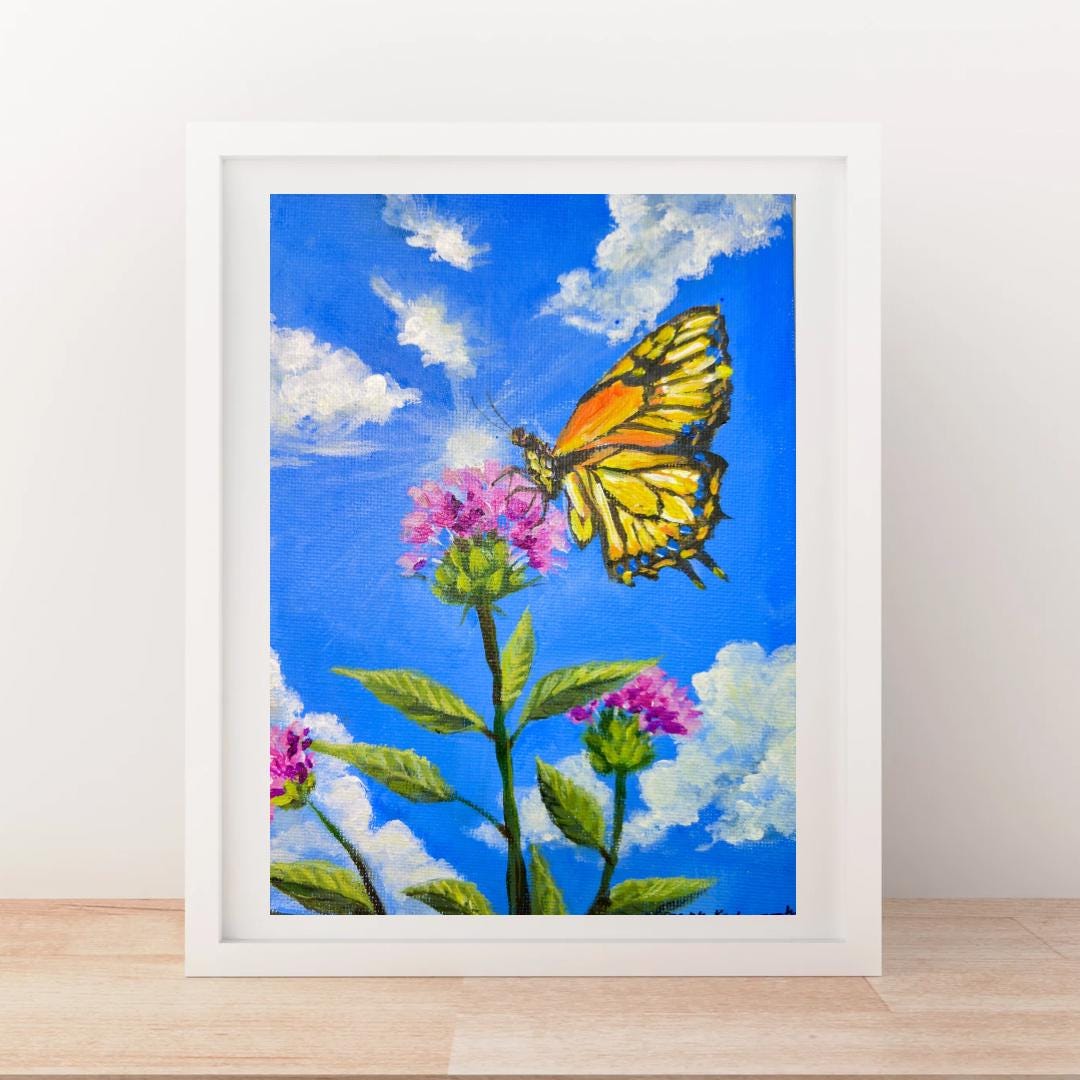 Monarch Butterfly Original Painting Wall Art Colorful Artwork Insect ...