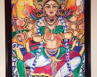 Original Durga Kerala Mural Painting, Spiritual Home Art (24x30 inches)