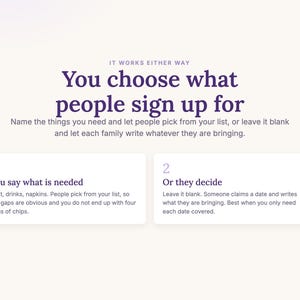 Name the things you need, or leave it blank and let each family choose what they bring