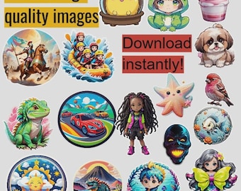 9000+ PNG Digital Stickers Clipart Bundle, Commercial Use (Instant Download)