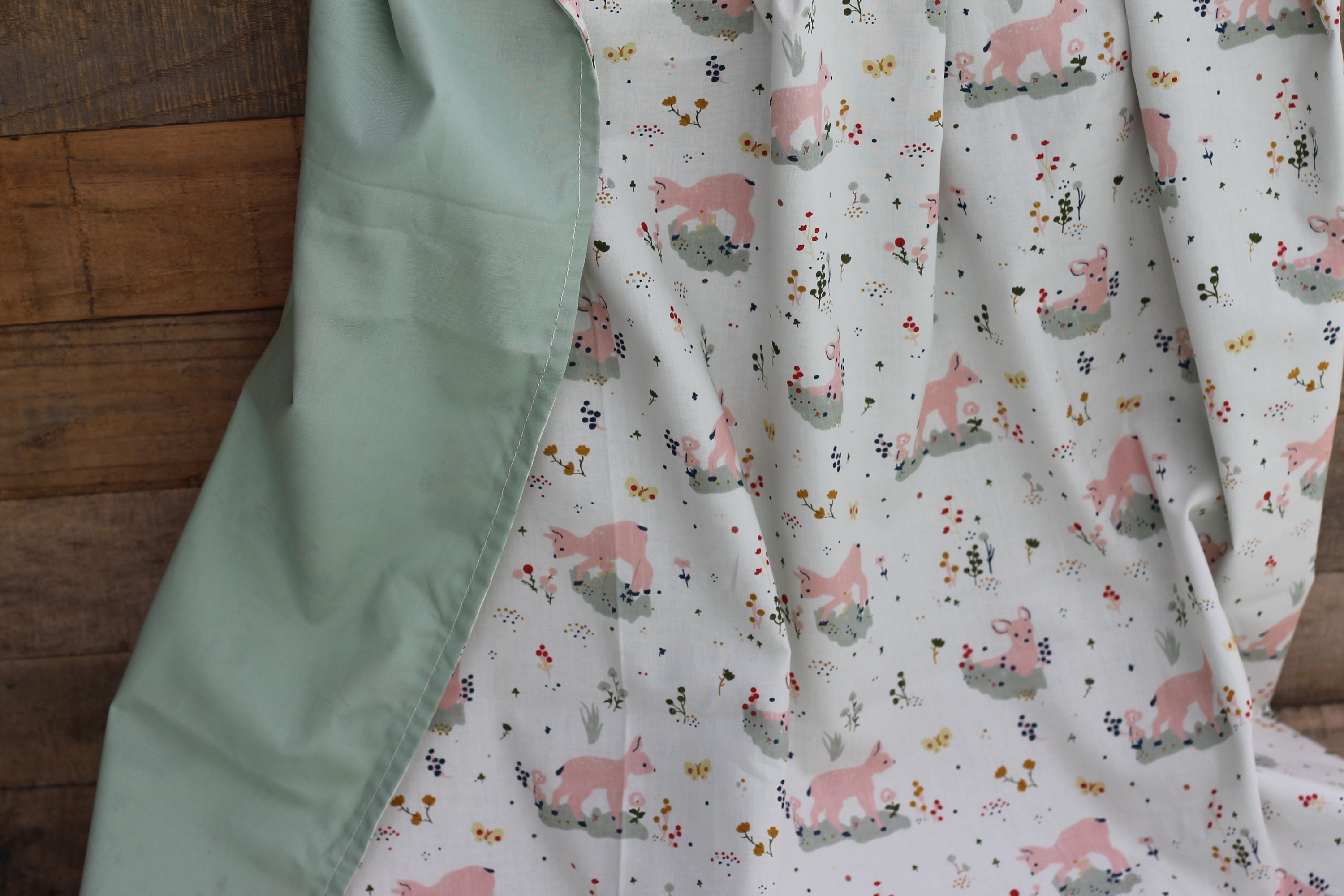 Child's Organic Weighted Blanket, Meadow Deer Organic Cotton And Mint