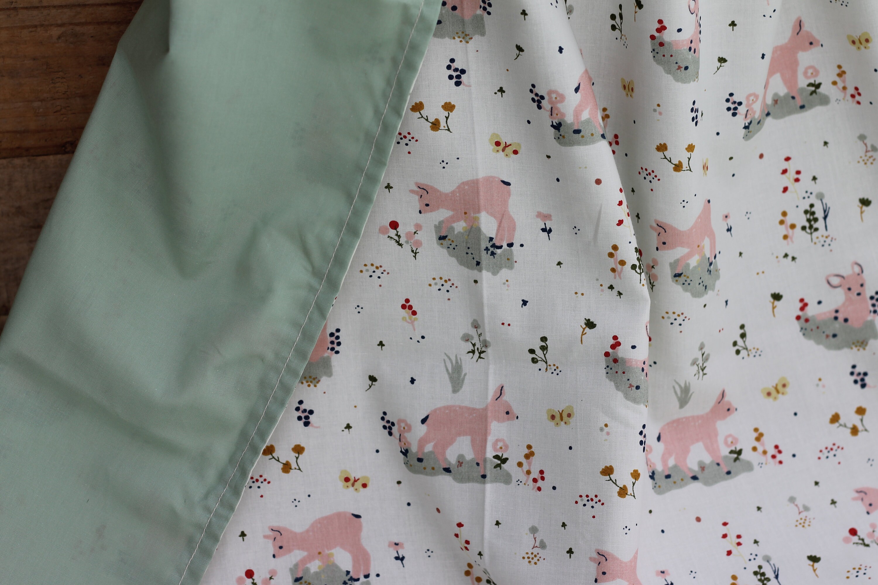 Child's Organic Weighted Blanket, Meadow Deer Organic Cotton And Mint