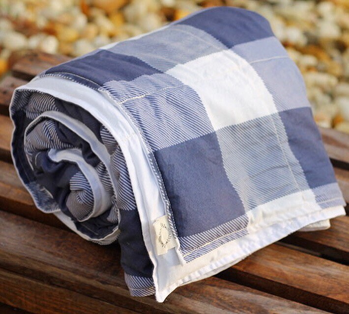 Organic Cotton Weighted Blanket, Navy Buffalo Plaid ,35X50, Sensory