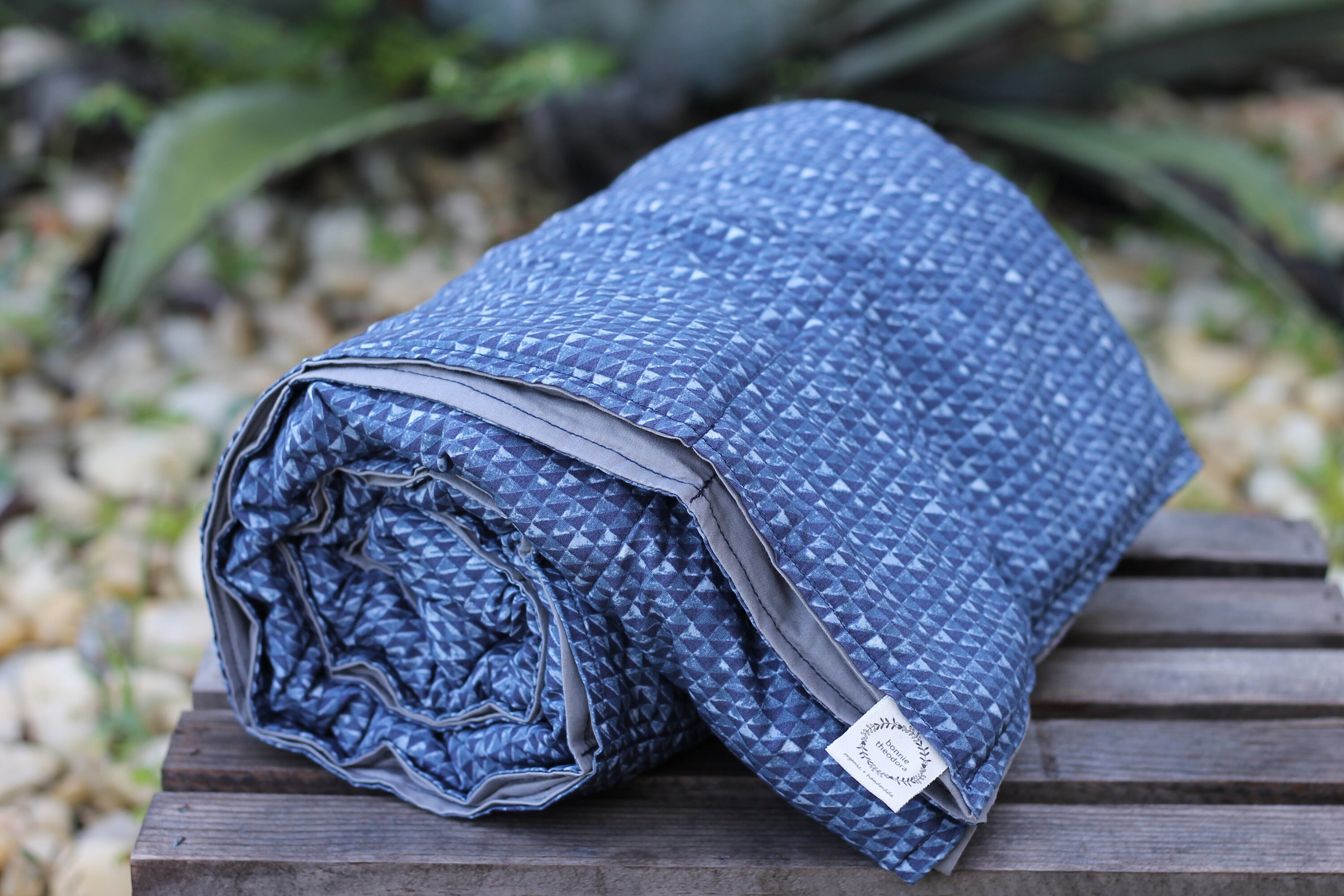 Adult/Teen Organic Weighted throw, Organic Weighted Blanket, Blue