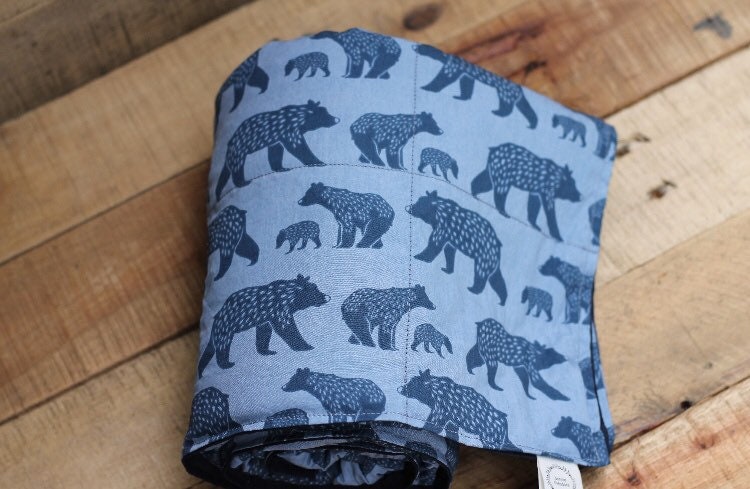 Children's Organic Weighted Blanket-Bear Family Organic Cotton Front