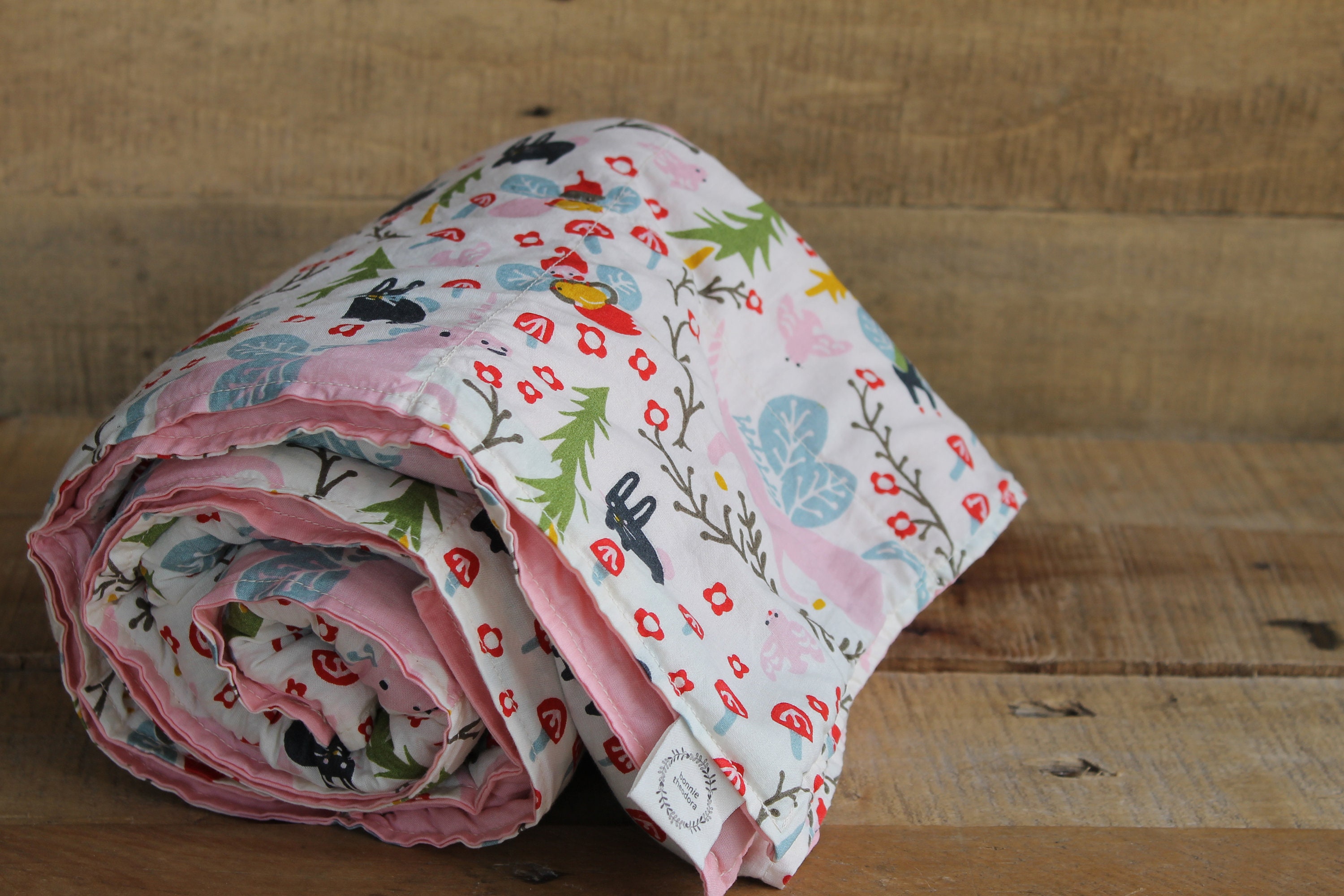 Child's Organic Weighted Blanket, Pink, Unicorn, Organic Cotton, Glass