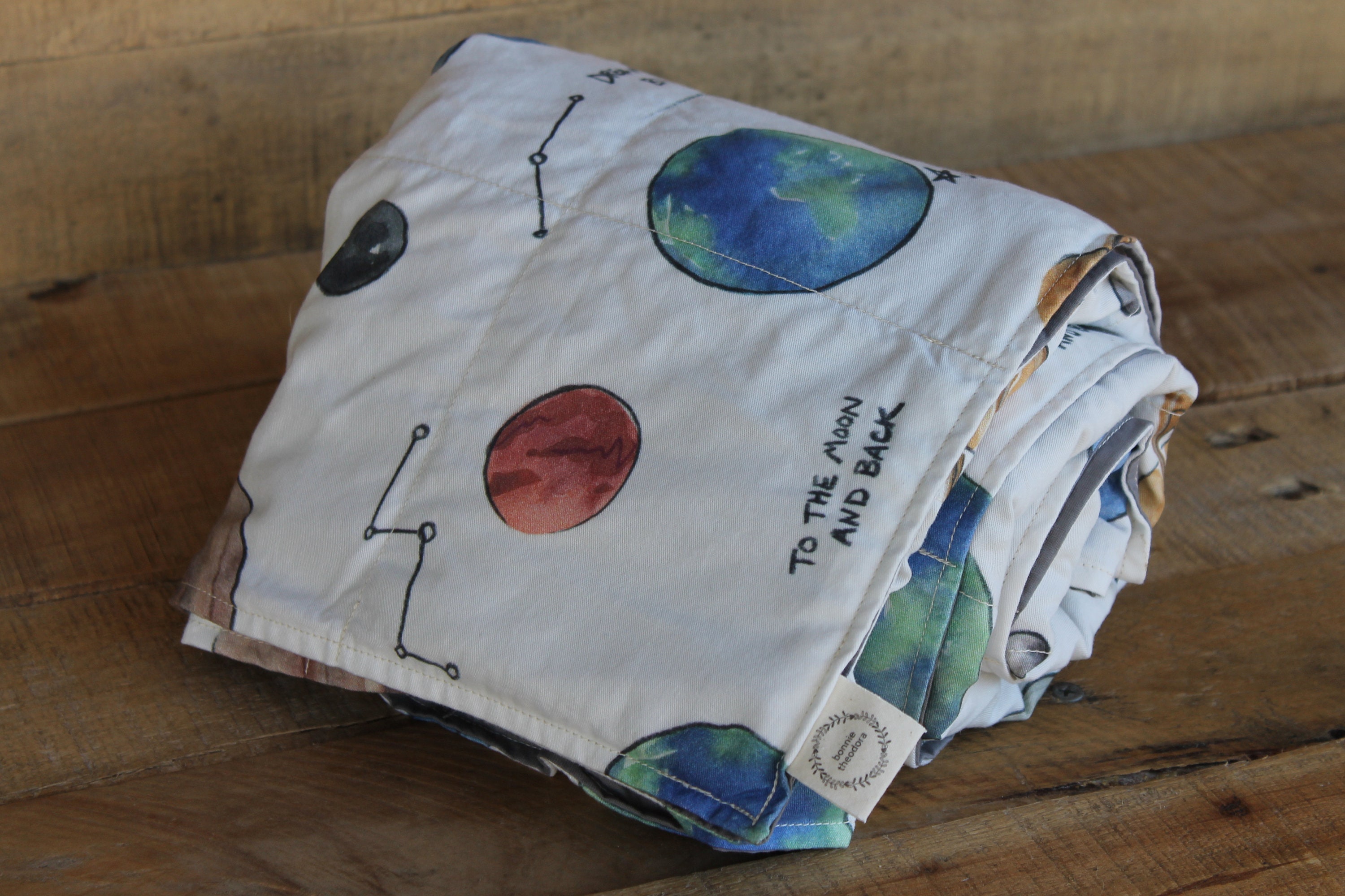 Child's Organic Weighted Blanket, Solar System, Organic Cotton