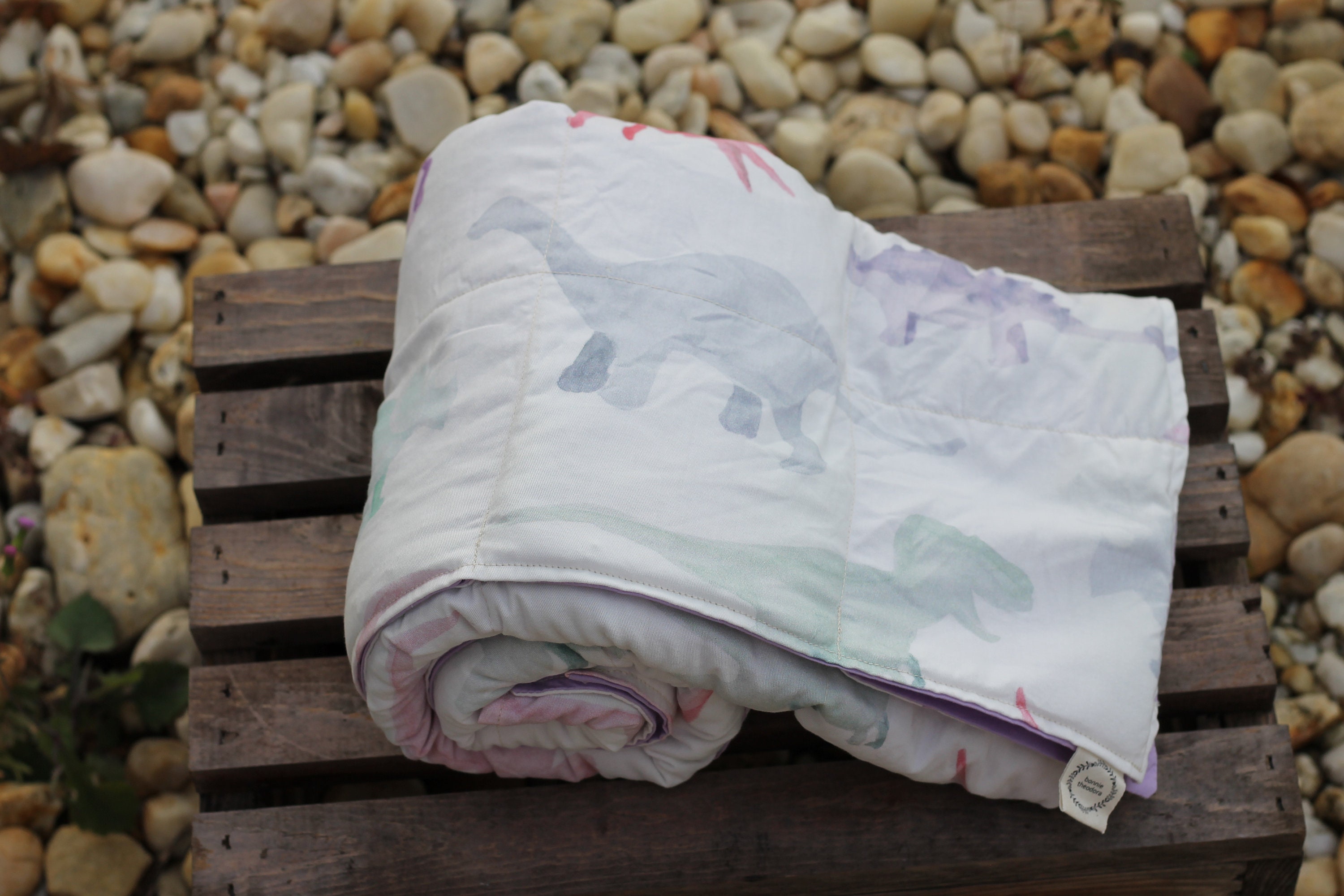 Child's Organic Weighted Blanket, Watercolor Dinosaurs Organic Cotton