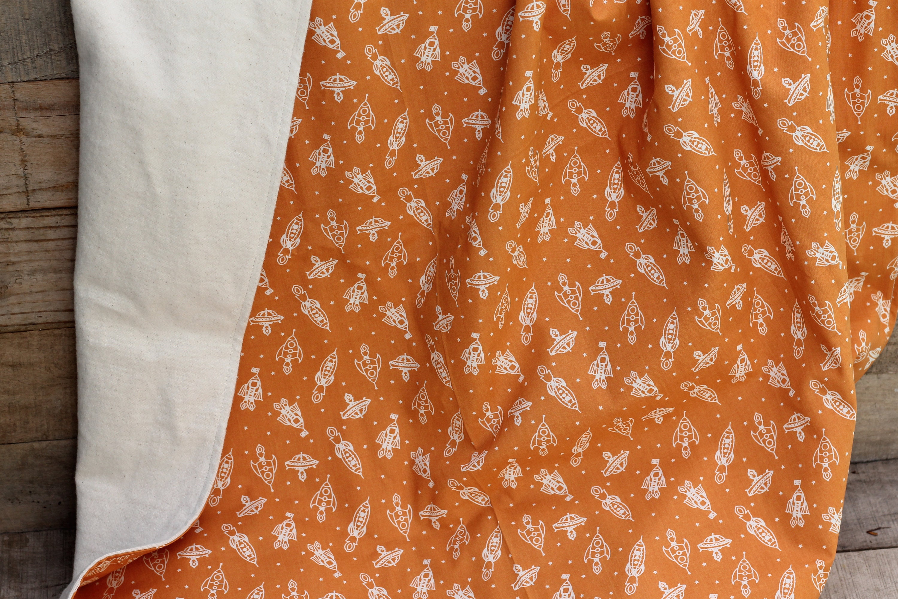 Quick To Ship! Organic Cotton Child's Weighted Blanket, Rockets and