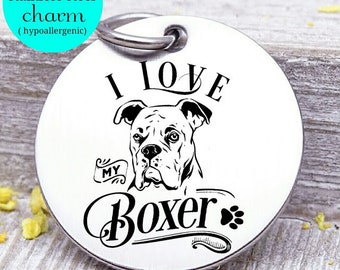 Sterling Silver Boxer Dog Charm in Circle 