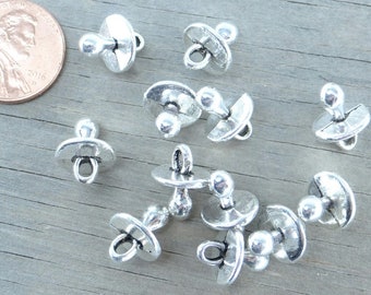 Tibetan Silver Babys Dummy//Pacifier 3d Charm 5 per pack