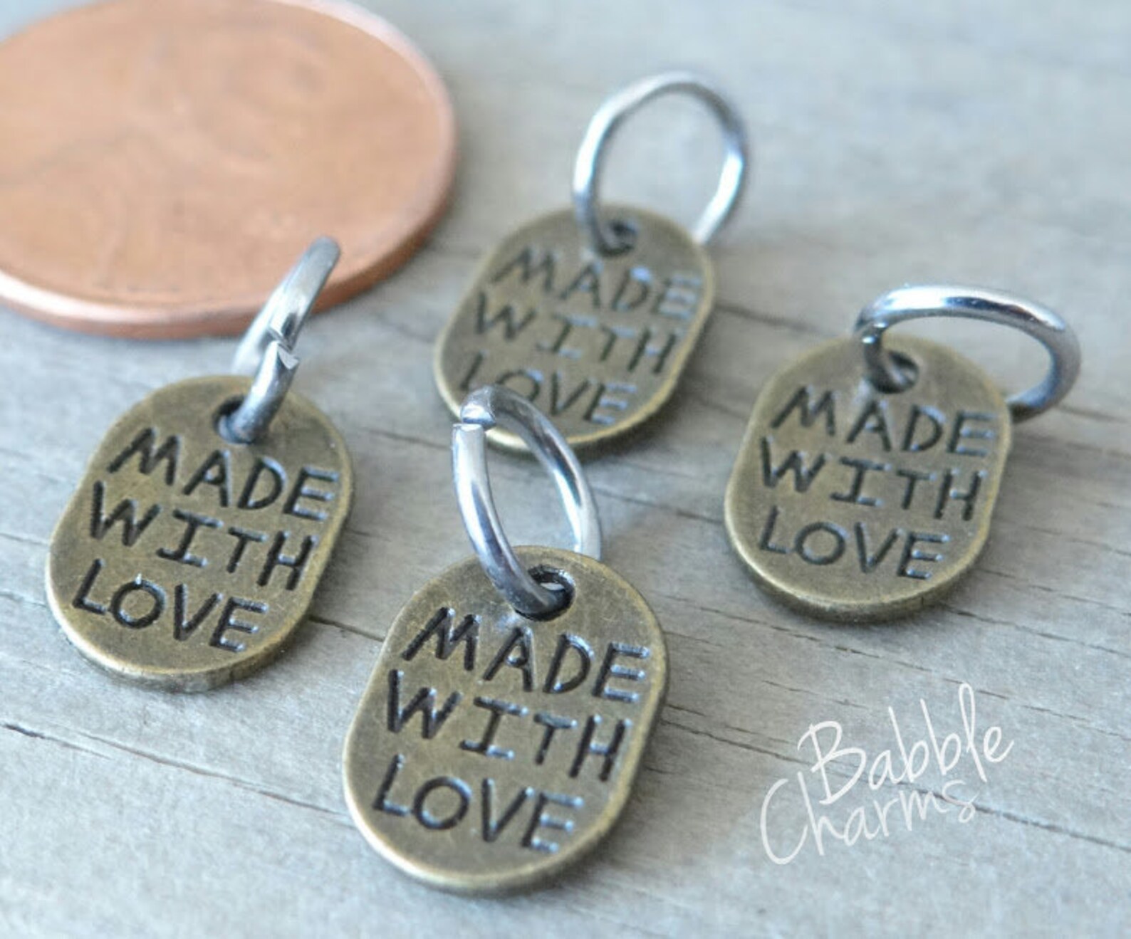 12 pc Made with love charm made with love handmade Charm Etsy