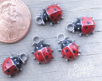 12 pc Ladybug,ladybug charm, enamel ladybug charm, bug charm, insect charm, wholesale charms