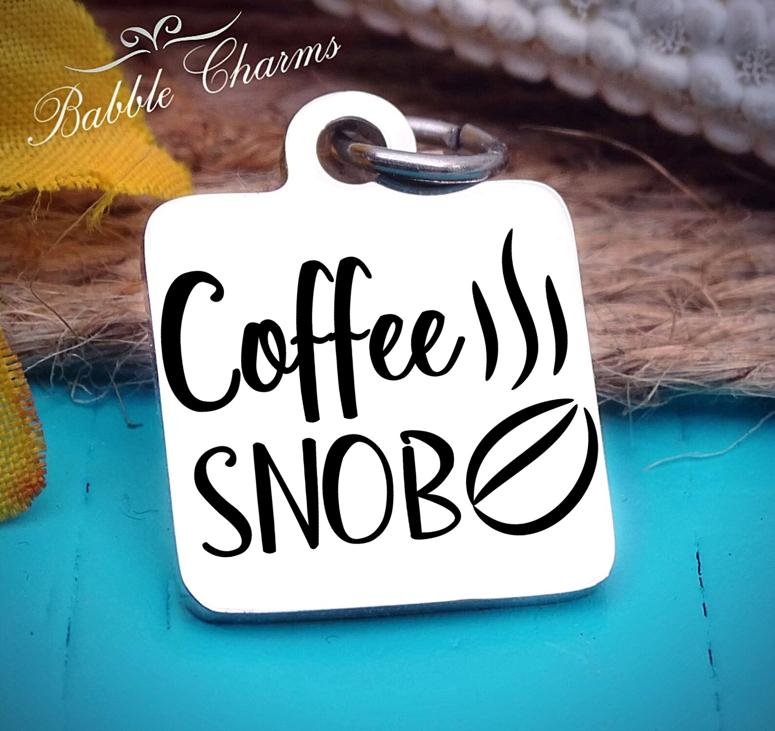 Coffee Snob Coffee Charm Steel Charm 20mm High Quality... Etsy