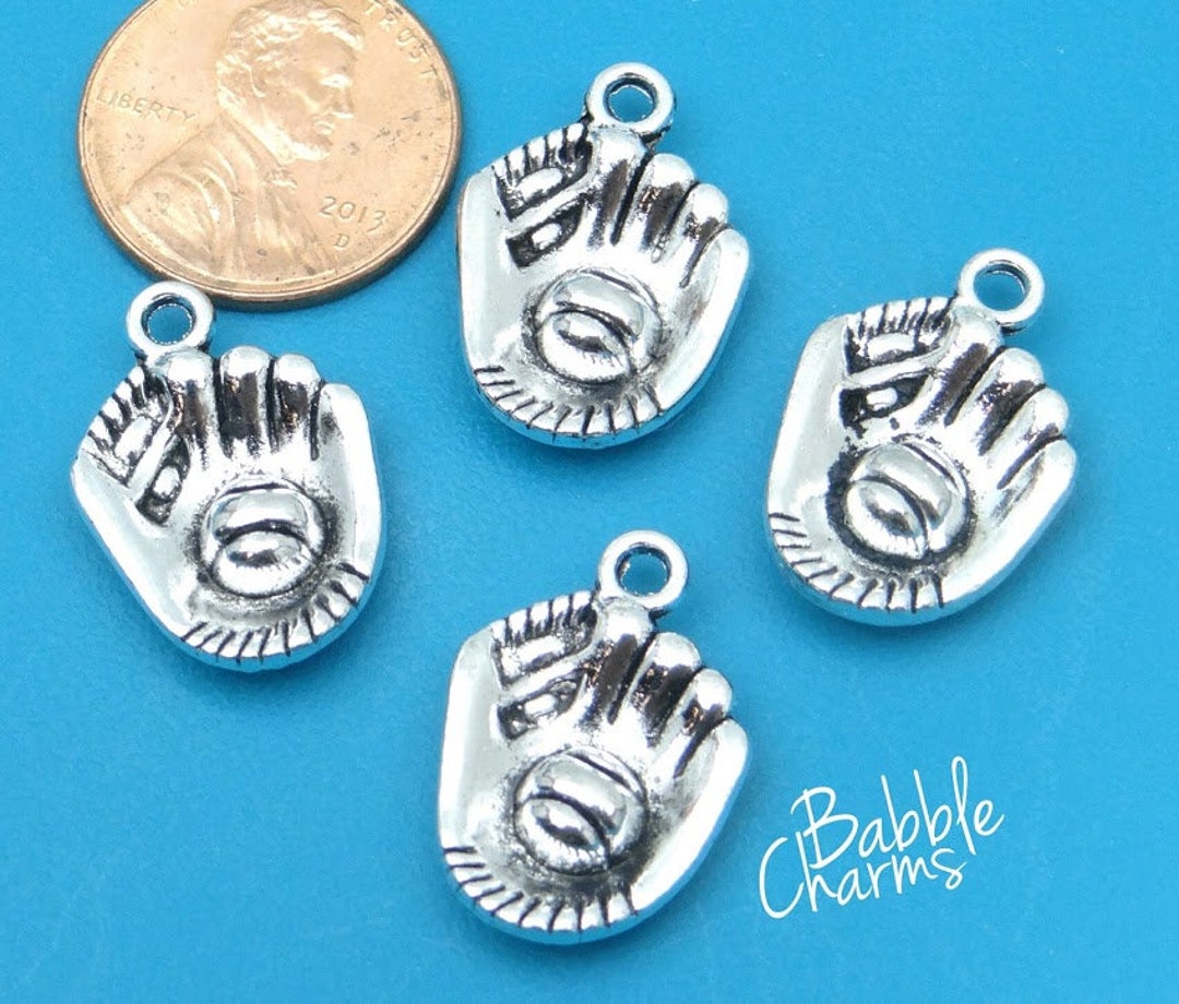 12 Pc Baseball Charm, Mitt and Ball Charm, Baseball, Charms, Wholesale
