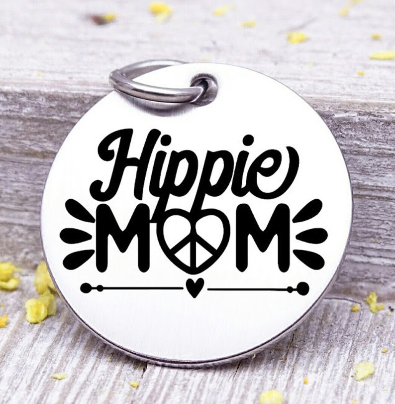Hippie mom Hippie mom charm hippie mom charm Steel charm Etsy