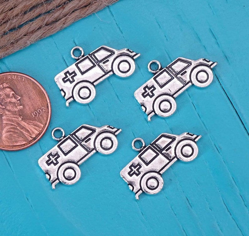 alloy charm Emergengy Mecidal Technician EMT Charms 12 pc Ambulance charm box 3 wholesale charm EMT