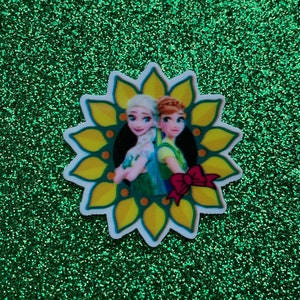 5pc. Elsa and Anna in Green, Spring Time, Resin, Planar, Flatback