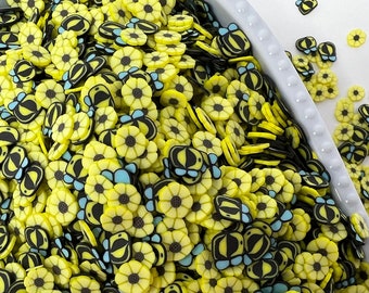 Polymer Clay Bumble Bee Mix Sprinkles, Queen Bee, Yellow Honey, Micro Minatare, Nail Art, Resin Art, Confetti, Honeycomb, Sunflower, Flower