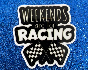 5pc. Weekends are for Racing, Bravery, Planar Resin Flatback, Cabochon, Flat Back, Car, Race Car, College, Sports, Player, Team, Player