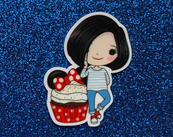 5pc. Girl and Disney World, Cupcake, Ice Cream, Lollipop, Disneyland, Planar, Flatback, Cabochon, Bow Center, Faux Ice Cream