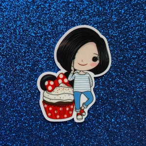 5pc. Girl and Disney World, Cupcake, Ice Cream, Lollipop, Disneyland, Planar, Flatback, Cabochon, Bow Center, Faux Ice Cream