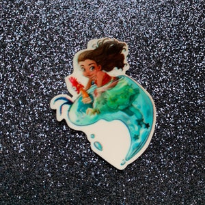 5pc.  Moana in a Wave, Resin, Planar, Flatback, Cabochon, Bow Center, Flat back