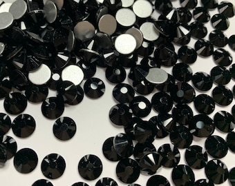1440pcs Black Flat Back Round Glass K9, Rhinestones Flatback Rhinestone Crystals Glass beads ss3, ss4, ss5, ss6