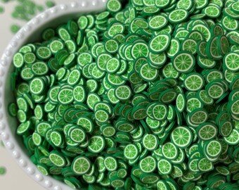 Sprinkles de lima de arcilla polimérica, rodajas de lima Micro Minatare, Nail Art, arte de resina, confeti, rebanadas de fruta, espolvoreos de frutas, alimentos falsos, limeade