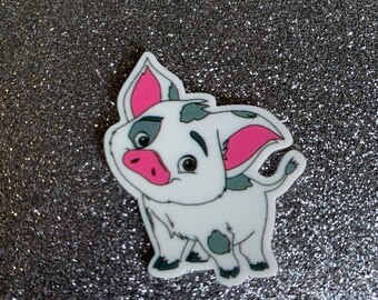 5pc.  Pua, Moana, Resin, Planar, Flatback, Cabochon, Bow Center