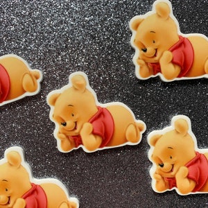 5pc. Pooh Resin, Planar, Flatback, Cabochon, Bow Center, Slime Charm, Flat Back