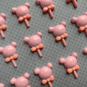 12pc. Mickey Mouse and Minnie Mouse Cotton Candy, Lollipop, Disneyland, Planar, Flatback, Cabochon, Bow Center, Faux Ice Cream