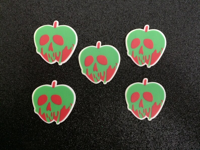 Snow White Evil Queen Mirror Mirror on the Wall Resin Planar Birthday Party Villain 5pc Poison Apple Slime Charm Flatback Bow Center