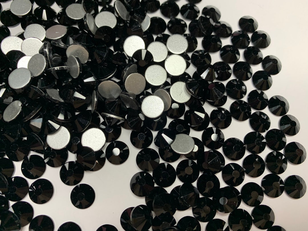 1440pcs Black, Flat Back Round Glass K9, Rhinestones Flatback ...