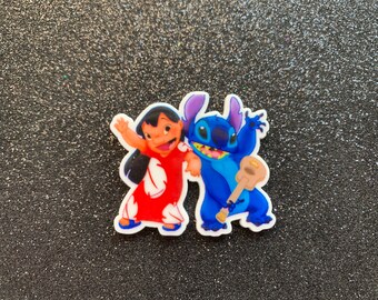 5pc. Lilo and Stitch Resin, Planar, Flatback, Cabochon, Bow Center, Slime Charm