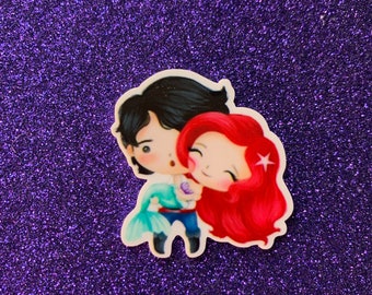 5pc. Little Mermaid and Eric Resin, Planar, Flatback, Cabochon, Bow Center