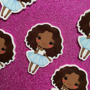 5pc. Girl and Disney World, Cupcake, Ice Cream, Lollipop, Disneyland, Planar, Flatback, Cabochon, Bow Center, African American