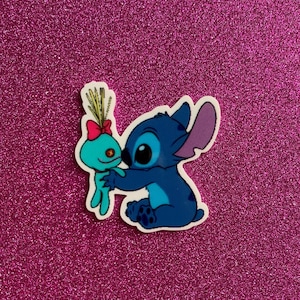 5pc. Stitch and Friend Resin, Planar, Flatback, Cabochon, Bow Center, Slime Charm, Flat Back