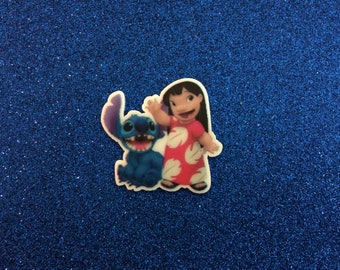 5pc. Lilo and Stitch Resin, Planar, Flatback, Cabochon, Bow Center, Slime Charm