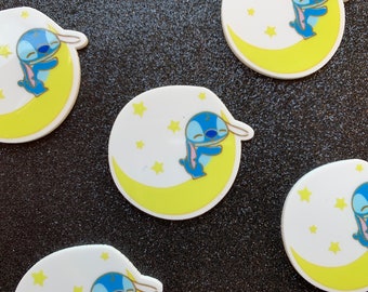 5pc. Stitch Over the Moon Resin, Ohana Means Family, Planar, Flatback, Cabochon, Bow Center, Slime Charm, Flat Back