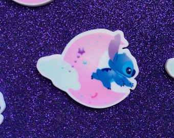 5pc. Stitch Over the Moon Resin, Ohana Means Family, Planar, Flatback, Cabochon, Bow Center, Slime Charm, Flat Back