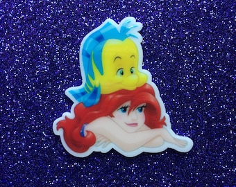 5pc. Little Mermaid Resin, Planar, Flatback, Cabochon, Bow Center