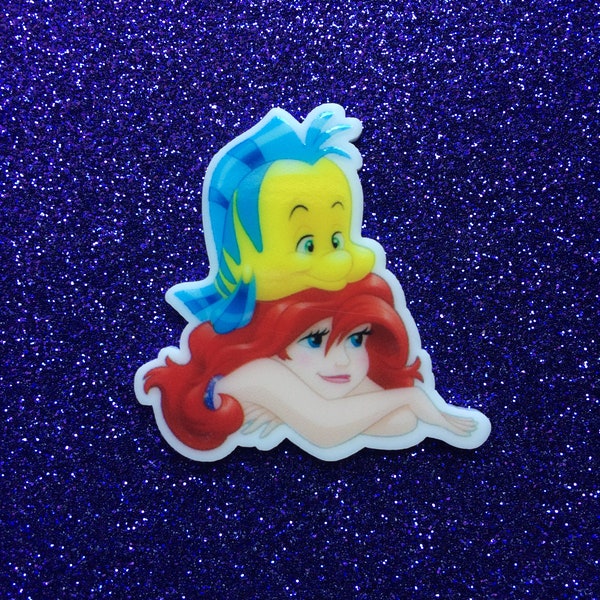 5pc. Little Mermaid Resin, Planar, Flatback, Cabochon, Bow Center