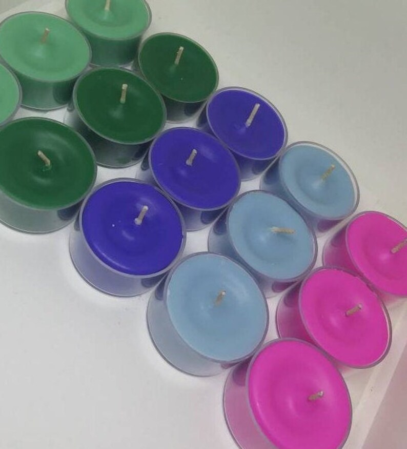 6 Custom Scented Tea Light Candles Colored Tea Light Candles Etsy