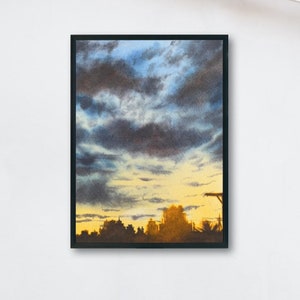 Original Cloudy Watercolor Painting