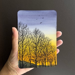 Carte postale originale peinte à l'aquarelle - Vue calme